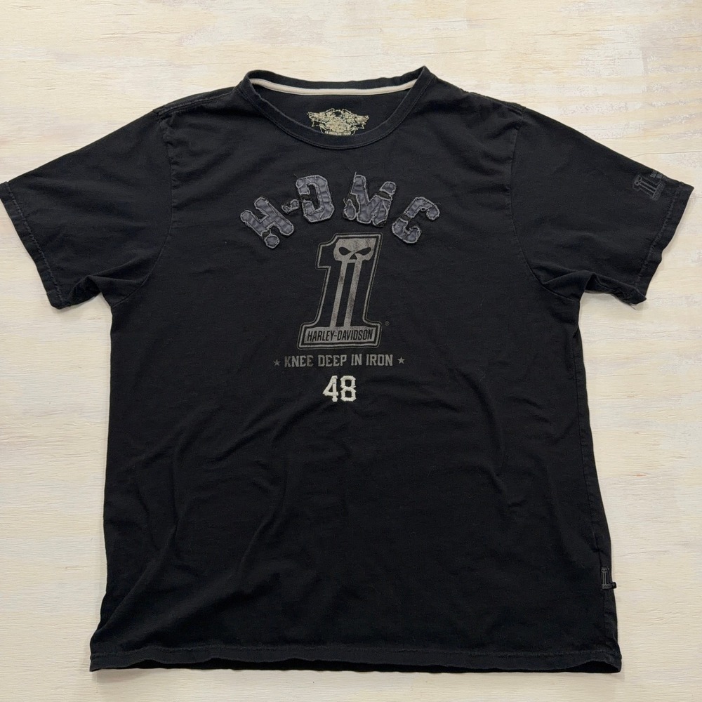 Harley-Davidson T-Shirt H-DMC Knee Deep In Iron Graphic Black Mens 2XL